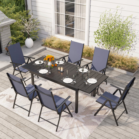Sophia & William Extendable Table & Textilene Reclining Chair Patio Dining Set