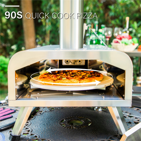 Captiva Designs 60s Wood Pellet / Gas Portable Outdoor Pizza Oven with Turning Disc