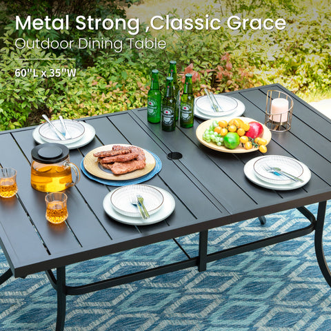 Phi Villa 7-Piece Patio Dining Set Textilene Swivel Chairs & Steel Panel Table