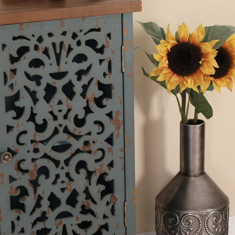 Accent Storage Cabinet with Decorative Carved -MFSTUDIO