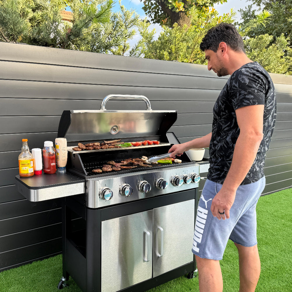 6-Burner Propane BBQ Grill with Extra Side Burner for Backyard