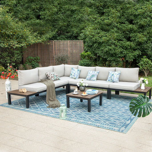 Phi Villa 6-Piece Modular Outdoor Sofa Set with Cushions