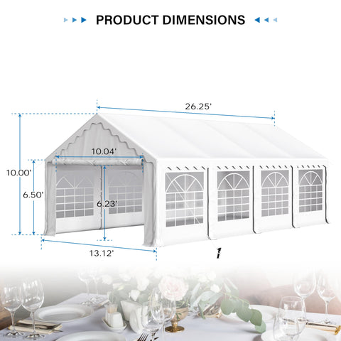 PHI VILLA 13'x26' Scalloped Valance Party Tent Canopy Shelter with Heavy Duty Design (Includes Carry Bag)