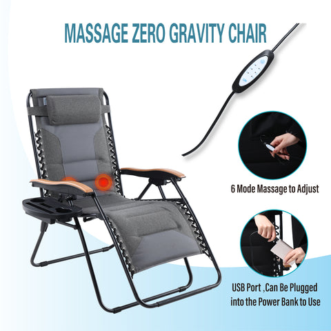 MFSTUDIO Oversized Padded Zero Gravity Lounge Chair with Massage