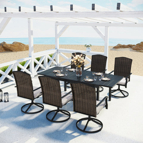 Sophia & William Patio Dining Set Metal Adjustable Outdoor Table Rattan Chairs