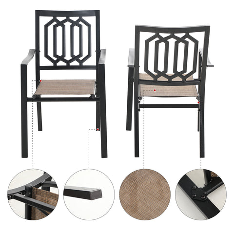 Sophia & William Steel Table and 2 Textilene Chairs 3-Piece Metal Outdoor Patio Bistro Set