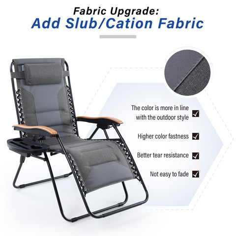 MFSTUDIO New Fabric Oversized Padded Zero Gravity Lounge Chair with Cup Holder