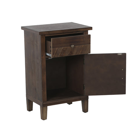Sophia & William Retro Side Table Storage with 1 Drawer & 1 Door, MDF + Solid Wood Veneer End Table