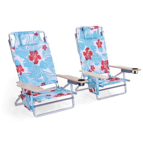 Alpha Camp 2-Piece Lightweight Folding Beach Chairs with Cup Holder