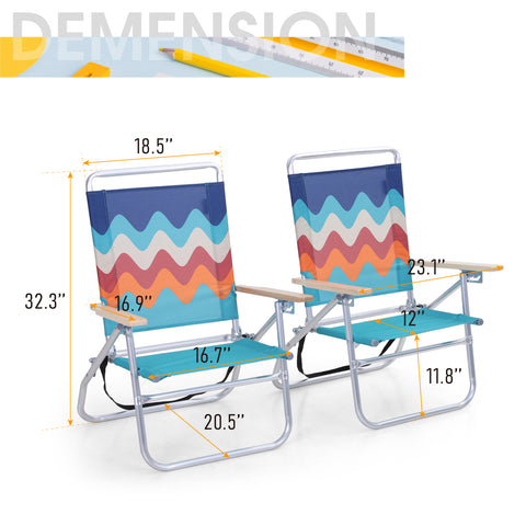 Alpha Camp 3-Position Folding Beach Chair, Set of 2