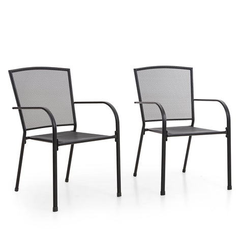 MFSTUDIO 2-Piece Patio Dining Chairs Outdoor Metal Mesh Dining Chairs