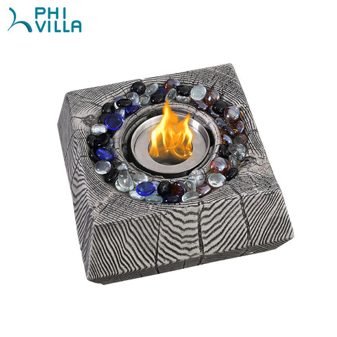 Phi Villa 9 inch Terrafab Portable Tabletop Fireplace Indoor Outdoor Fire Pit