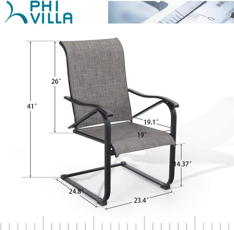MFSTUDIO Geometric Table & 6 C-Spring Textilene Chairs 7-Piece Patio Dining Set