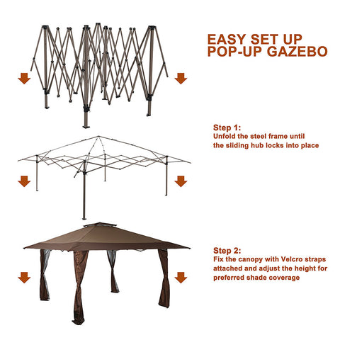 PHI VILLA 13' x 13' Pop-up Canopy Party Gazebo for Outdoor Patio Garden Events
