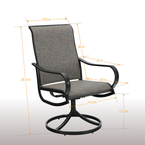 PHI VILLA 3-Piece Patio Bistro Set Umbrella Base Table & Textilene Swivel Chairs