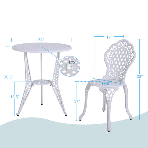 Sophia & William 3-Piece Retro Round Chairs & Round Table Aluminum Patio Bistro Set