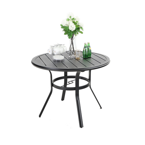 PHI VILLA E-coated Round Patio Outdoor Dining Table