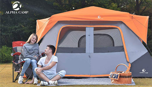 ALPHA CAMP Instant Cabin Tent Camping/Traveling Family Tent Lightweight Rainfly with Mud Mat