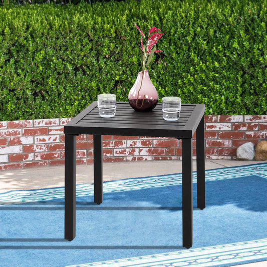 PHI VILLA Black Small Metal Square Side Coffee Bistro Table