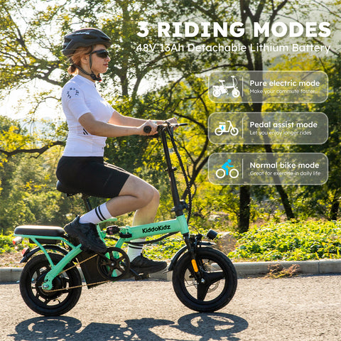 Kiddokidz 14” Foldable Electric Bike with 500W Peak Motor and 3 Riding Modes