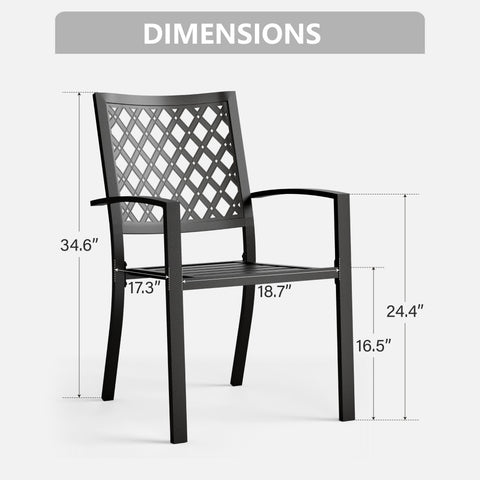 PHI VILLA 9-Piece Patio Dining Set Extra-large Square Table & Stackable Steel Fixed Chairs