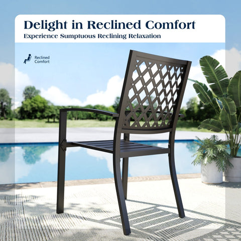 PHI VILLA Outdoor Patio Metal Dining Chairs for Garden, Backyard