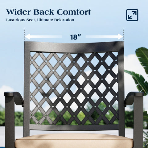 PHI VILLA 9-Piece Patio Dining Set Extra-large Square Table & Stackable Steel Fixed Chairs