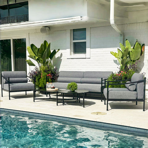 Sophia & William 5-Seater Outdoor Conversation Sofa Set with Extra Thick Cushion and 2 Coffee Table
