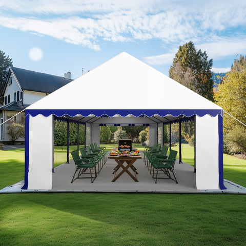 PHI VILLA 16'x32' Scalloped Valance Party Tent Canopy Shelter with Heavy Duty Design (Includes Carry Bag)