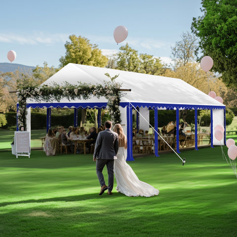 PHI VILLA 16'x32' Scalloped Valance Party Tent Canopy Shelter with Heavy Duty Design (Includes Carry Bag)