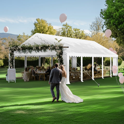 PHI VILLA 16'x32' Scalloped Valance Party Tent Canopy Shelter with Heavy Duty Design (Includes Carry Bag)