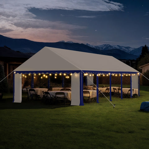 PHI VILLA 16'x32' Scalloped Valance Party Tent Canopy Shelter with Heavy Duty Design (Includes Carry Bag)