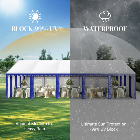 PHI VILLA 16'x32' Scalloped Valance Party Tent Canopy Shelter with Heavy Duty Design (Includes Carry Bag)