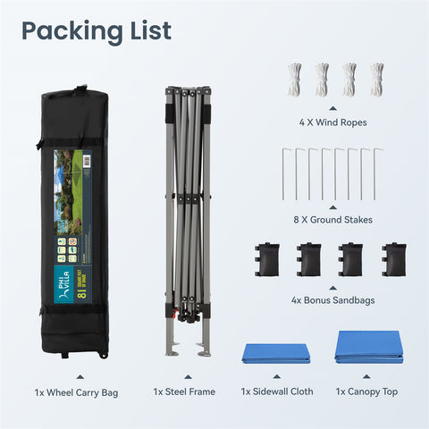 PHI VILLA Slant Leg Pop-up Instant Lightweight Canopy Gazebo