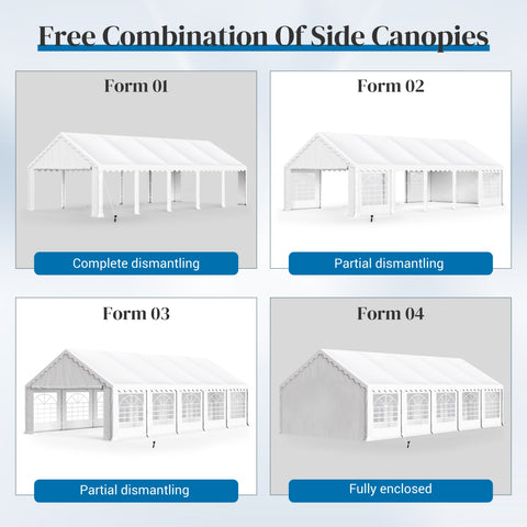 PHI VILLA 16'x32' Scalloped Valance Party Tent Canopy Shelter with Heavy Duty Design (Includes Carry Bag)