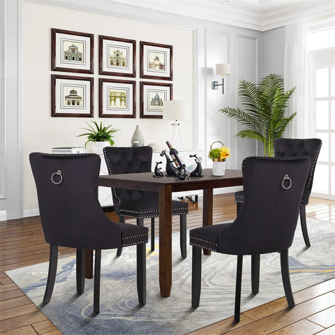 PU Leather Wing Back Side Dining Room Chairs Set of 4 -MFSTUDIO