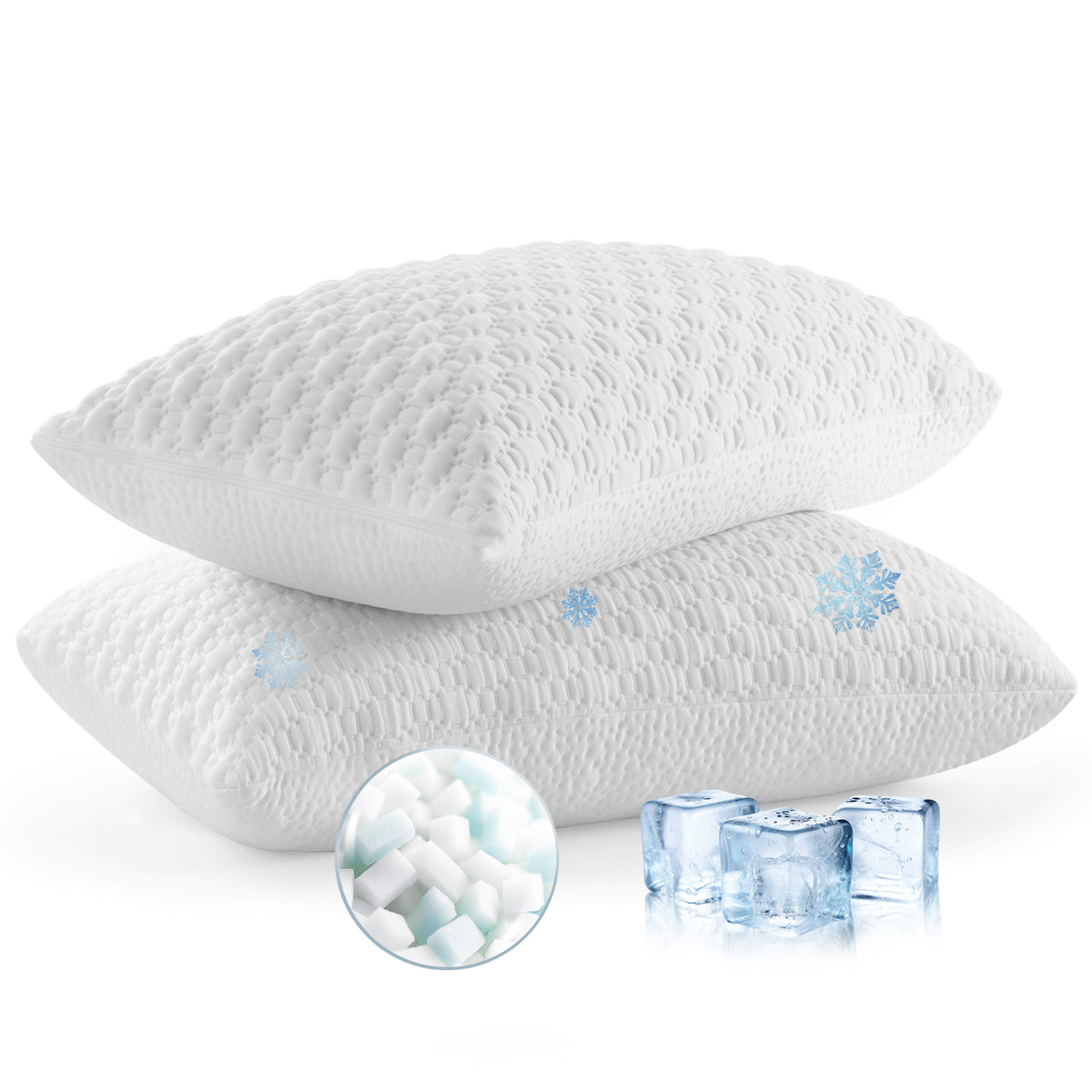 Adjustable Shredded Memory Foam Pillow for Neck and Shoulder Support, Set of 2 – Sophia & William