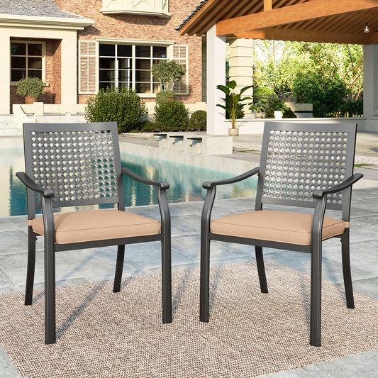 MFSTUDIO 2-Piece Patio Metal Dining Chairs for Garden Backyard
