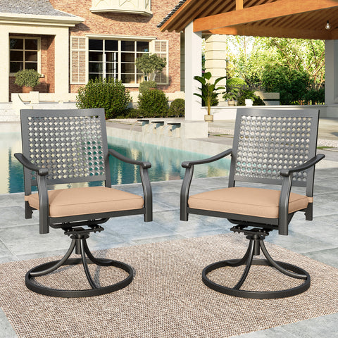 MFSTUDIO 2-Piece Patio Metal Dining Chairs for Garden Backyard