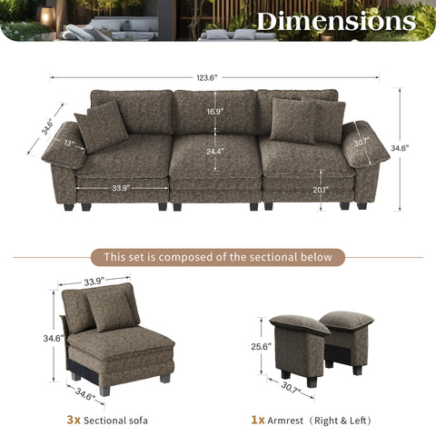PHI VILLA Cloud-Like Chenille Living Room Sofa Couch