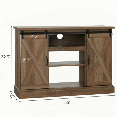 Rustic TV Stand Cabinet with Insert Electric Fireplace, 2 Sizes-MFSTUDIO