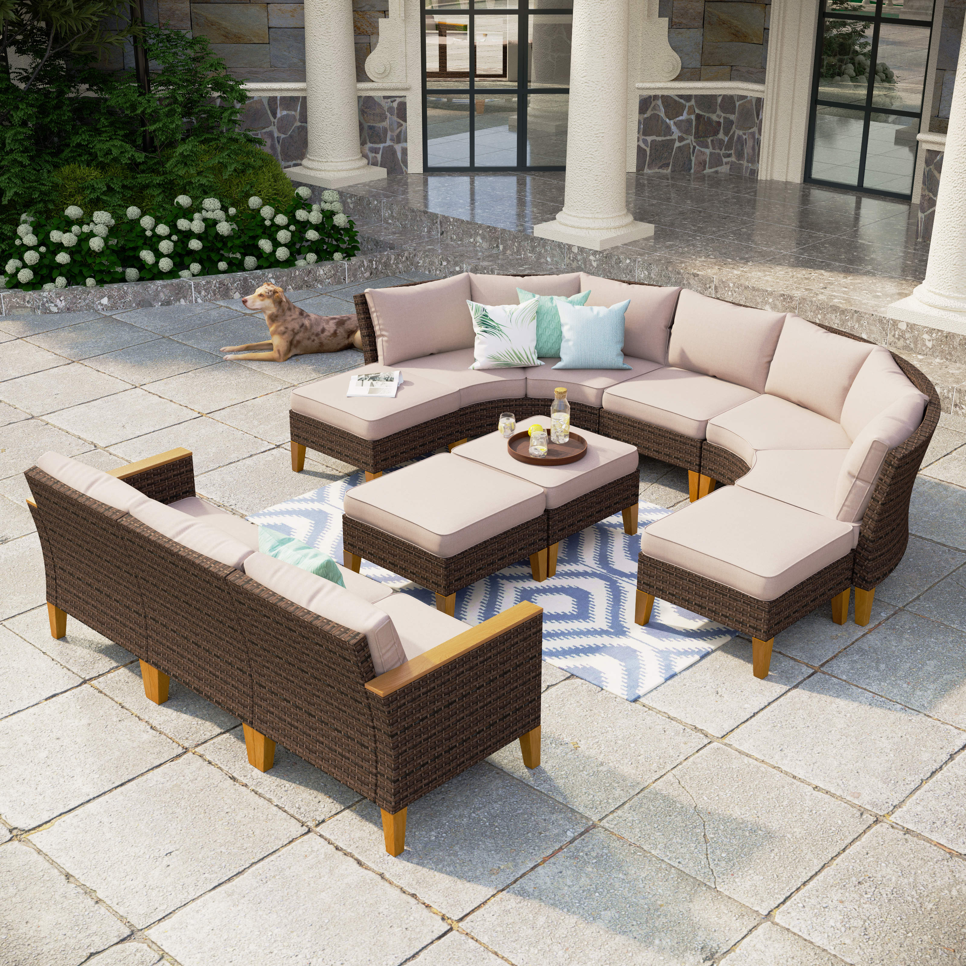 12-seat modular sofa for outdoor space with modern design