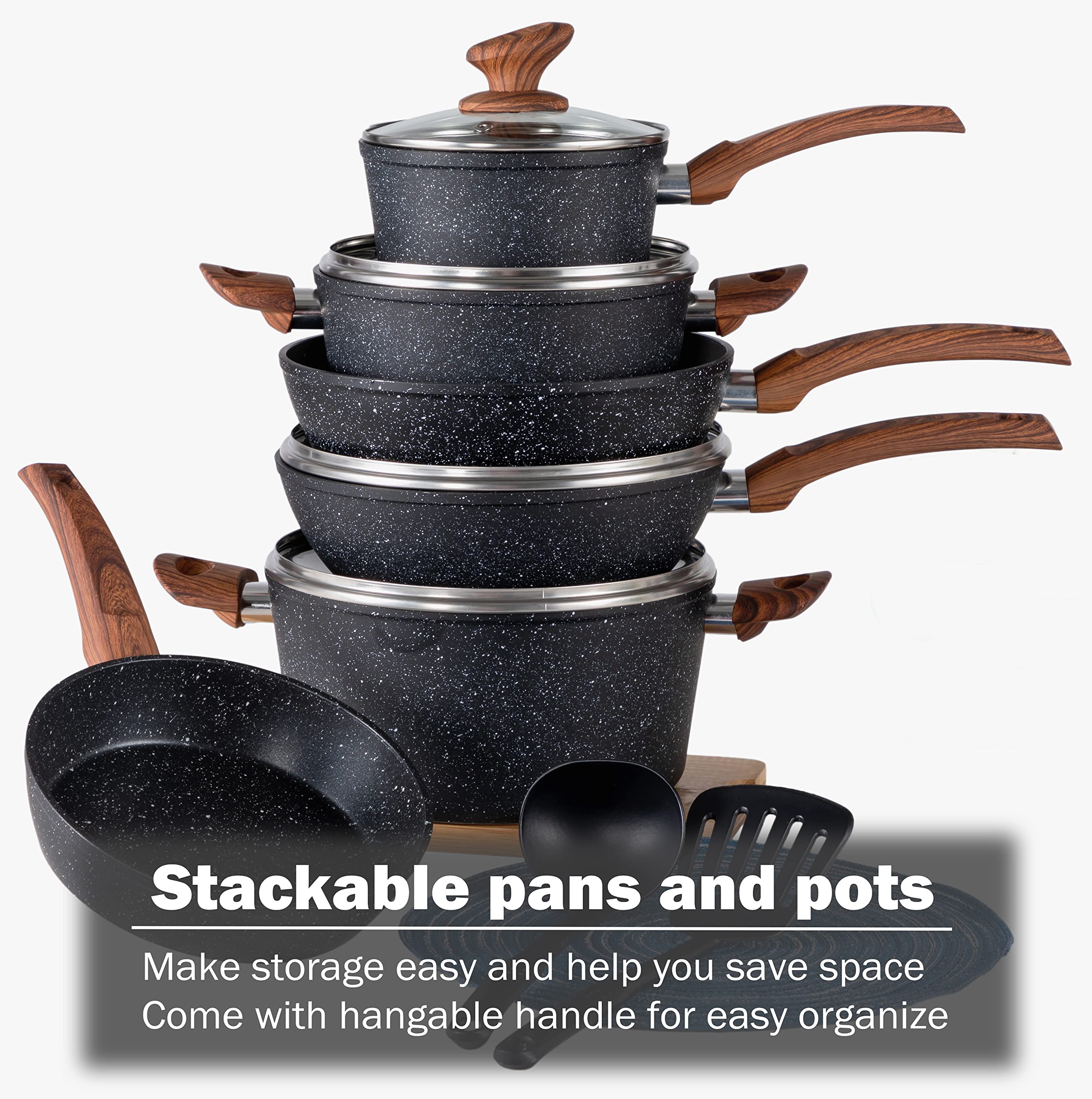 Granitestone 6 Piece Nonstick Stackable Bakeware Set - Black
