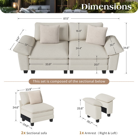 PHI VILLA Cloud-Like Chenille Living Room Sofa Couch