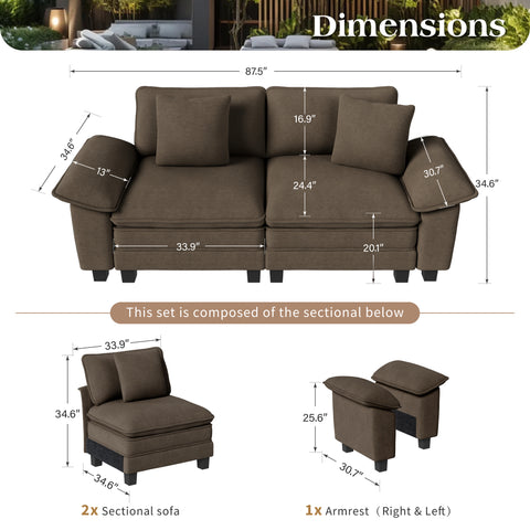 PHI VILLA Cloud-Like Chenille Living Room Sofa Couch