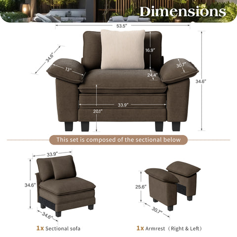 PHI VILLA Cloud-Like Chenille Living Room Sofa Couch