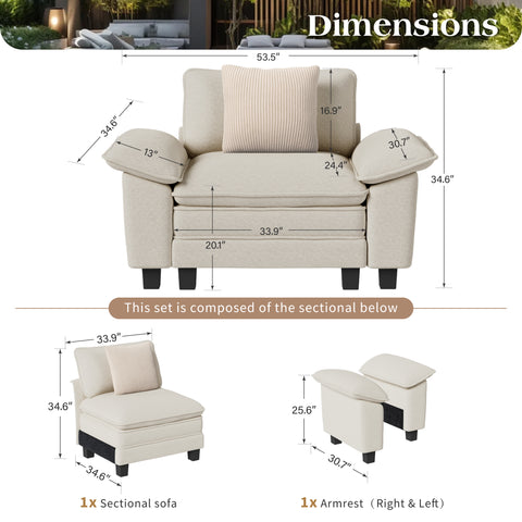 PHI VILLA Cloud-Like Chenille Living Room Sofa Couch