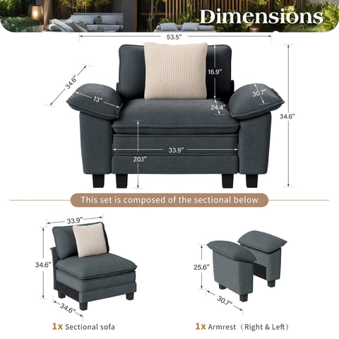 PHI VILLA Cloud-Like Chenille Living Room Sofa Couch