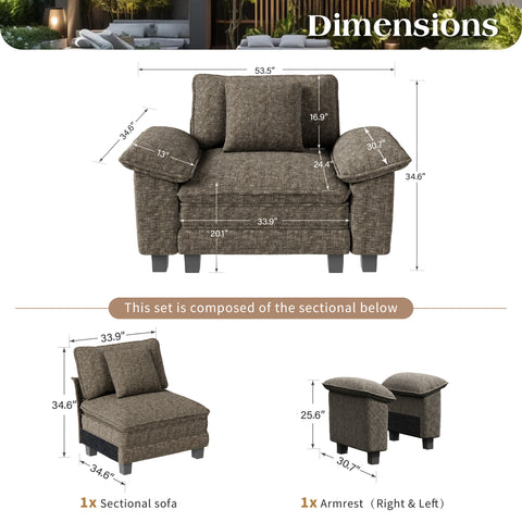 PHI VILLA Cloud-Like Chenille Living Room Sofa Couch