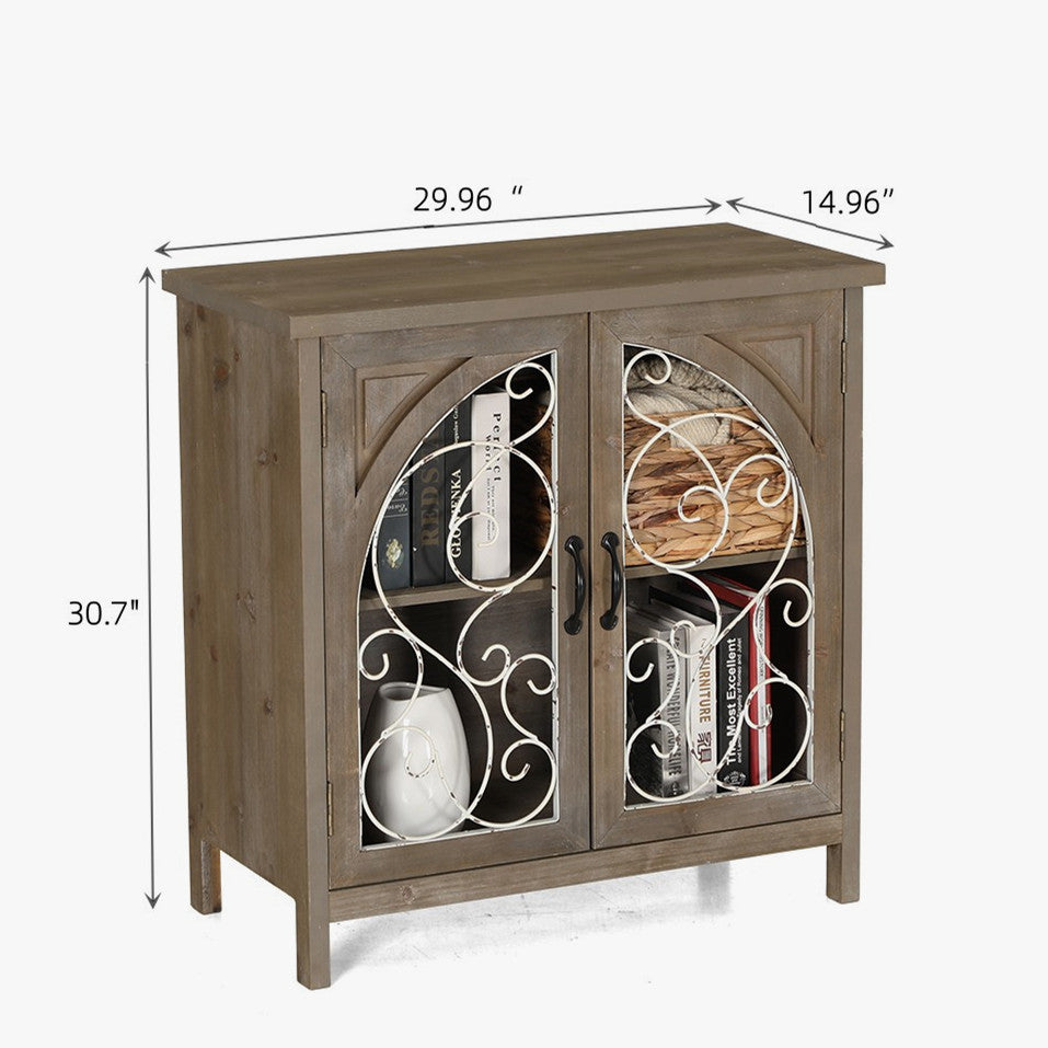 Decorative Buffet Cabinet with Wire Hollowed Window-MFSTUDIO
